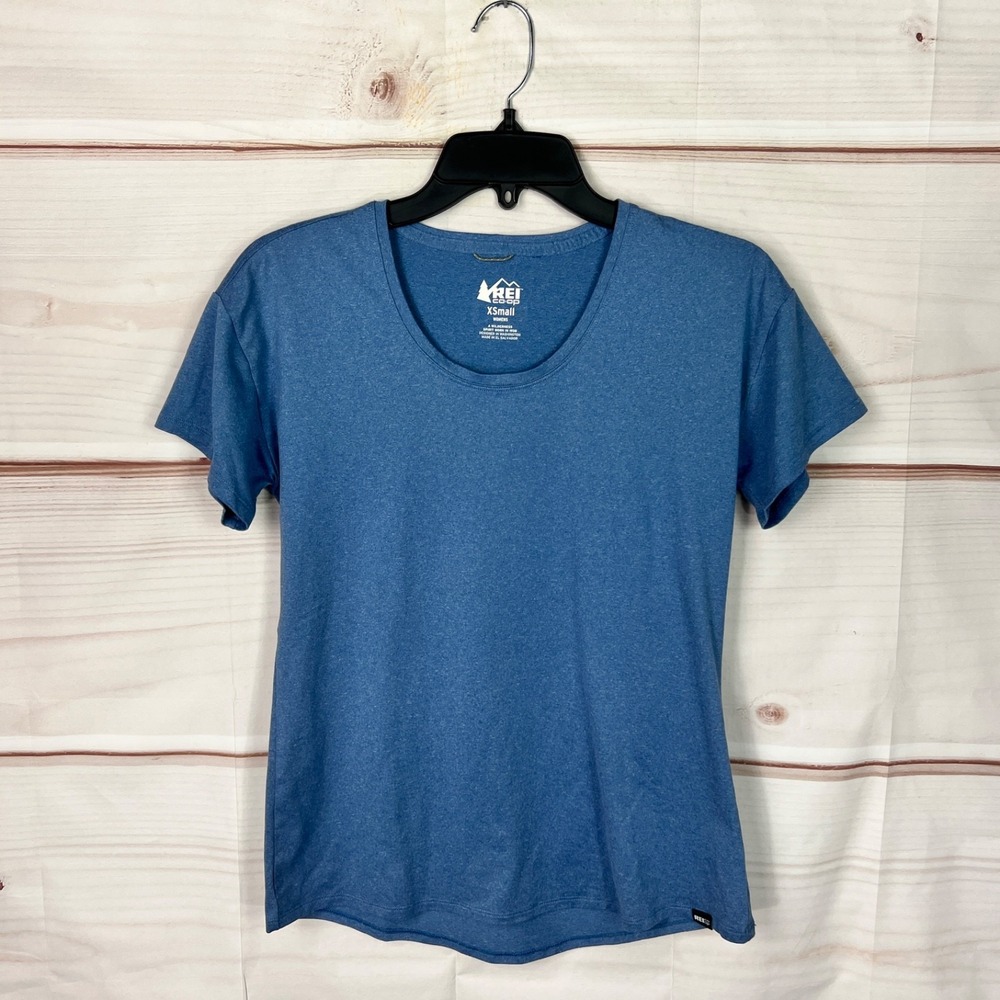 REI Coop Top Womens XS Blue Short Sleeve T-Shirt Active Stretch Solid Hiking